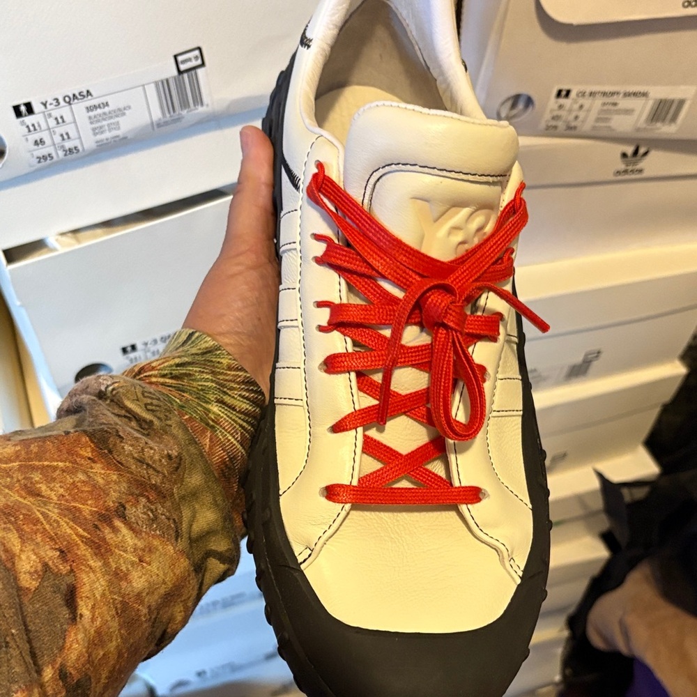 Adidas Men's Cream and Red Sneakers